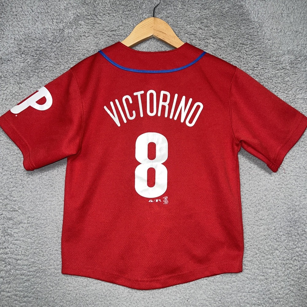 VTG‎ Majestic Shane Victorino Philadelphia Phillies Jersey Youth Sz 8 Red #8